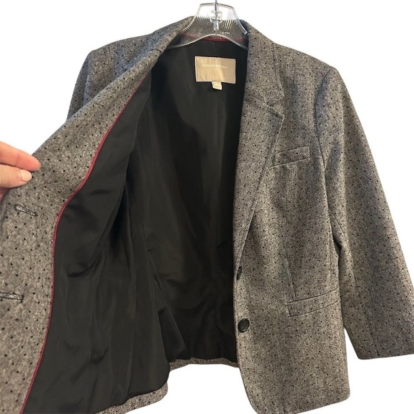 Banana Republic Women's Gray Polka Dot Blazer Size 8 Long Sleeve - Picture 4 of 12